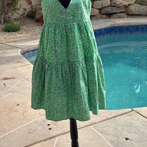 Green Floral Sleeveless Dress